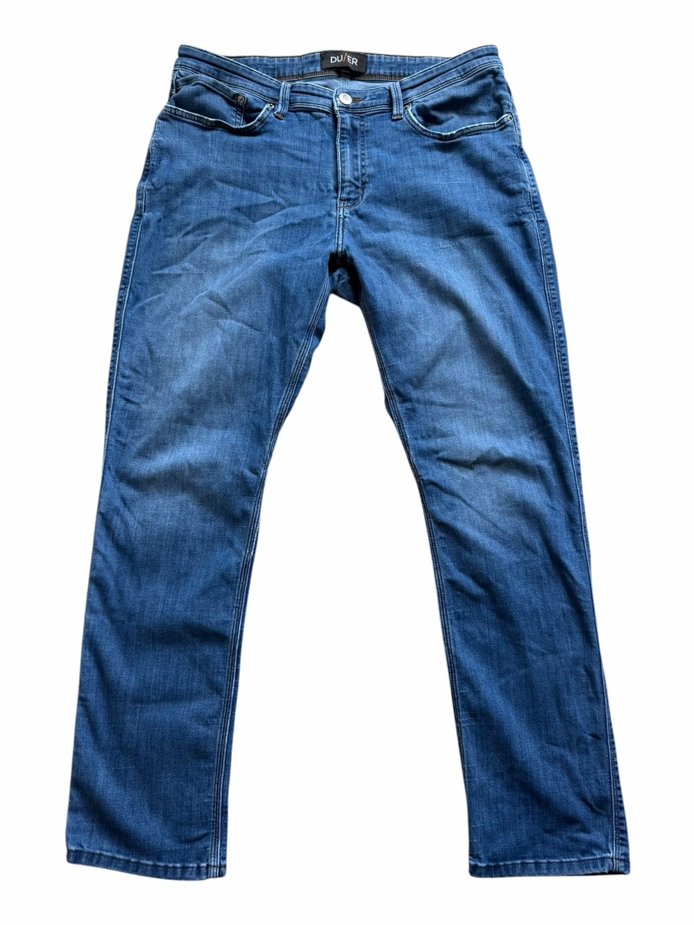 DU/ER Mens Performance Denim Straight Leg Jeans size 36x32 Blue Stretch Tapered